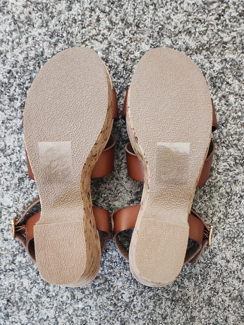 NIB Pierre Dumas Brown Cork Wedge Sandals - Open Toe Ankle Strap 8